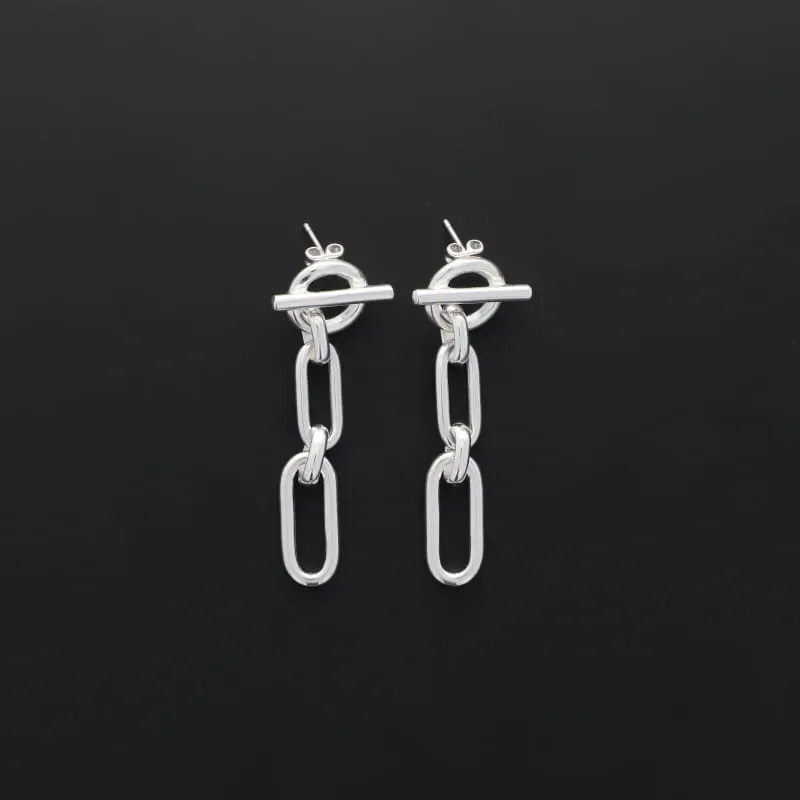 Secret de Cuir N°195 boucles d'oreilles 2 rectangles argenté
