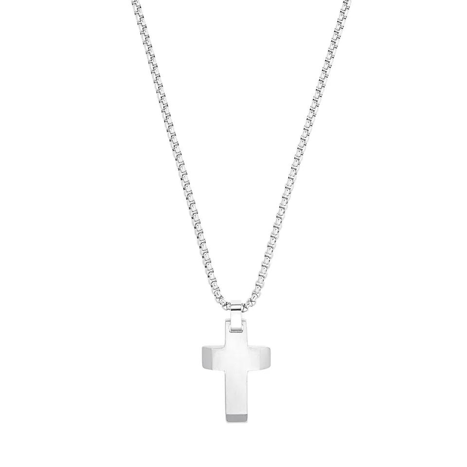 s.Oliver collier homme pendentif croix acier