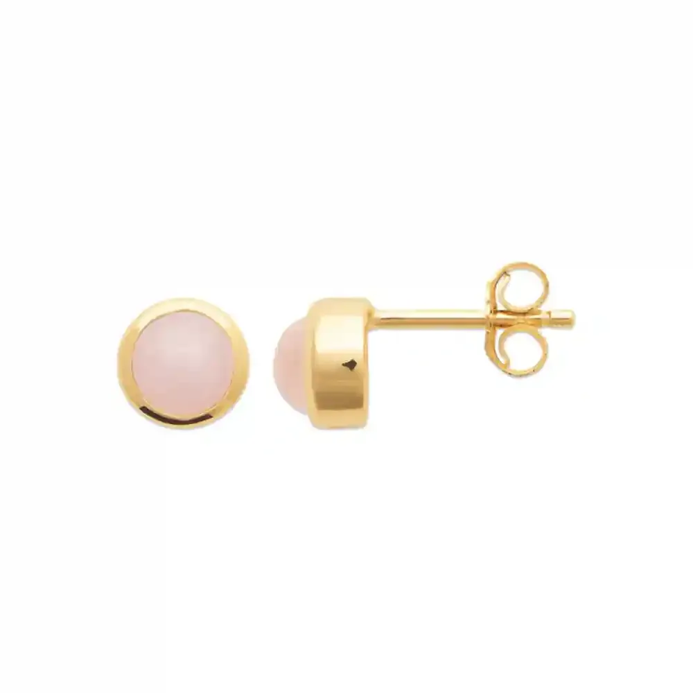 Oriana France quartz rose puces d’oreilles plaqué or hypoallergéniques