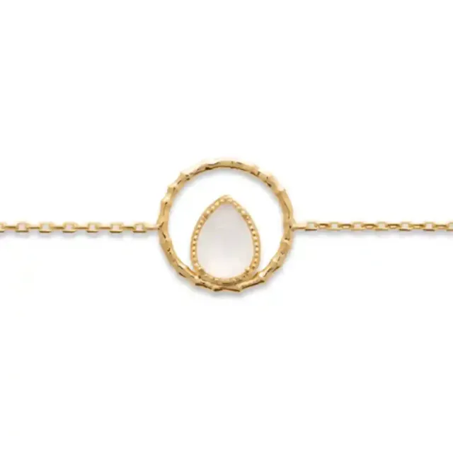 Oriana France bracelet pierre de lune goutte plaqué or