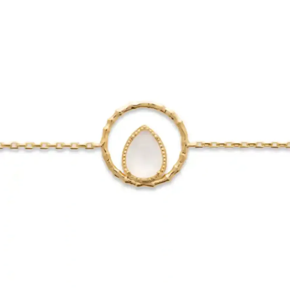 Oriana France bracelet pierre de lune goutte plaqué or
