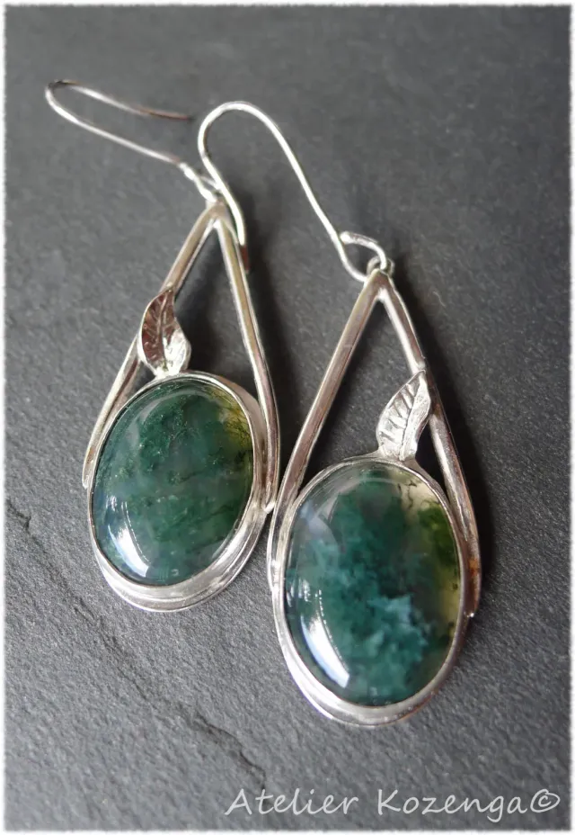 L'Atelier Kozenga Agates mousse boucles d'oreilles argent
