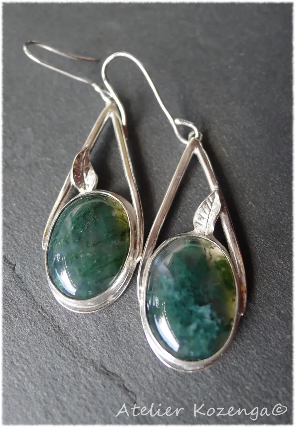 L'Atelier Kozenga Agates mousse boucles d'oreilles argent