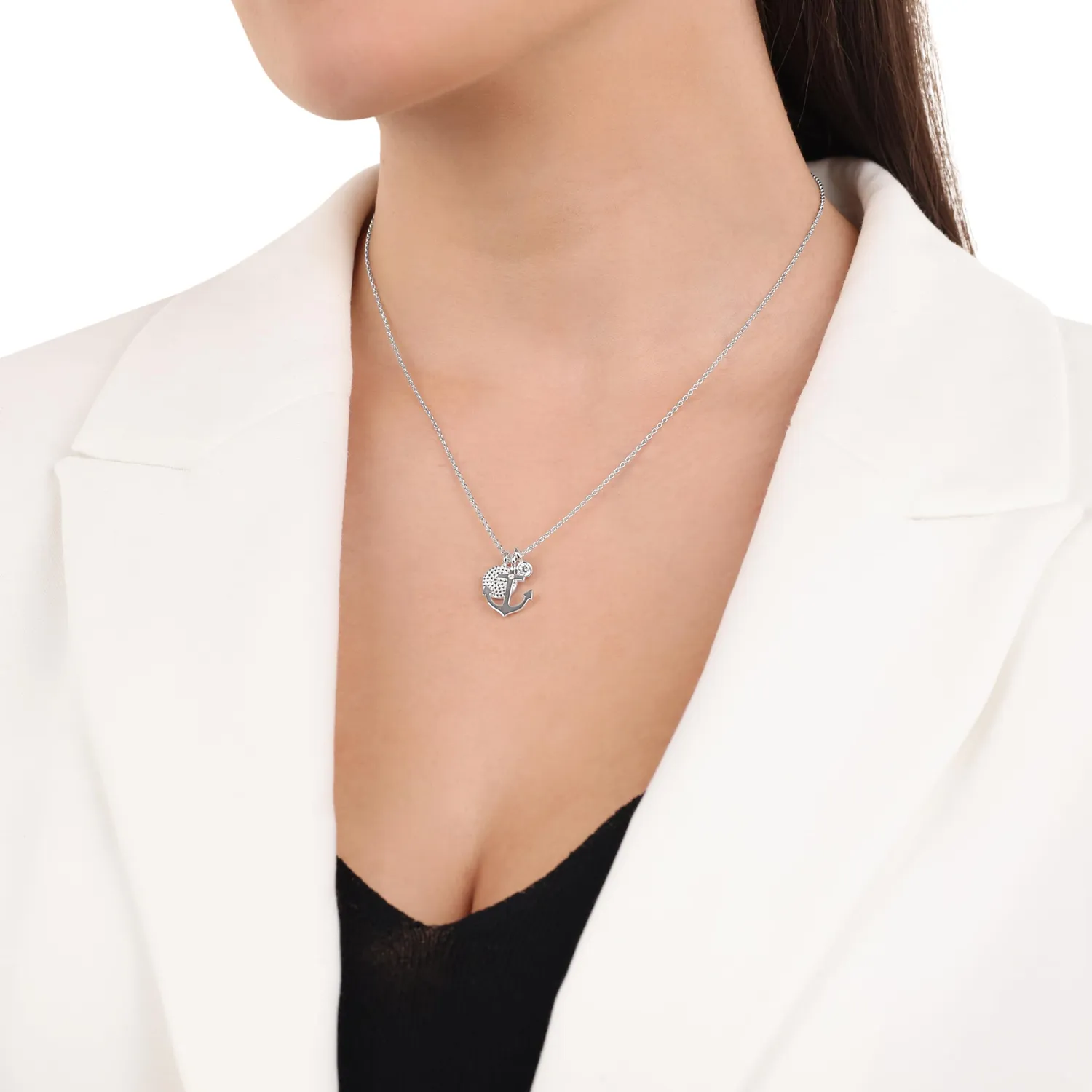 s.Oliver Collier Femme Argent 925 Ancre Zircone