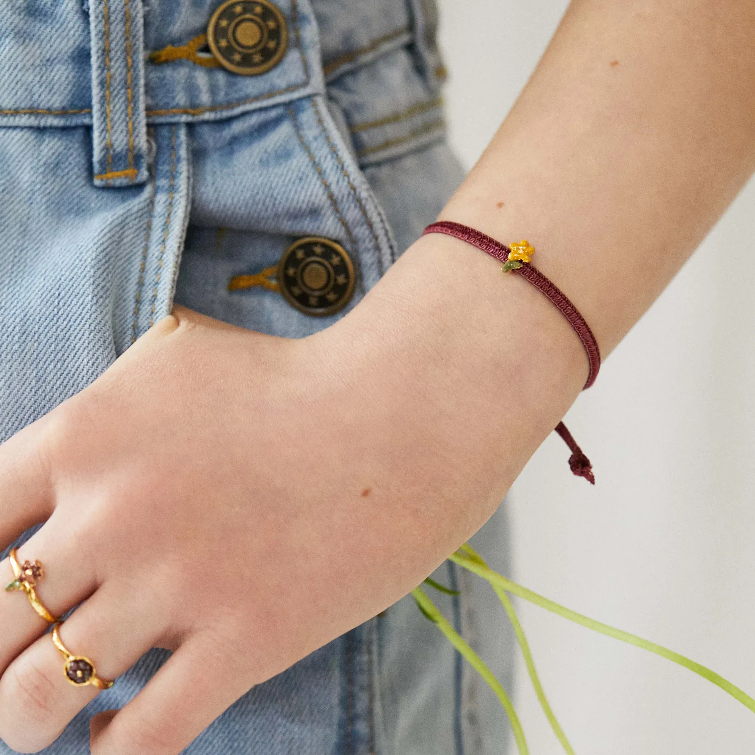 Elise Tsikis Sauge bracelet enfant velours rose