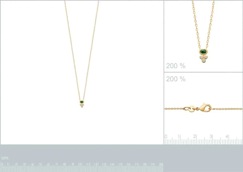 Oriana France émeraude collier plaqué or synthétique
