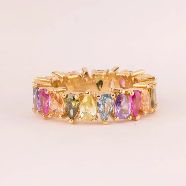 ULTIMA EDIZIONE fede tutto giro multicolor zirconi taglio drops bague