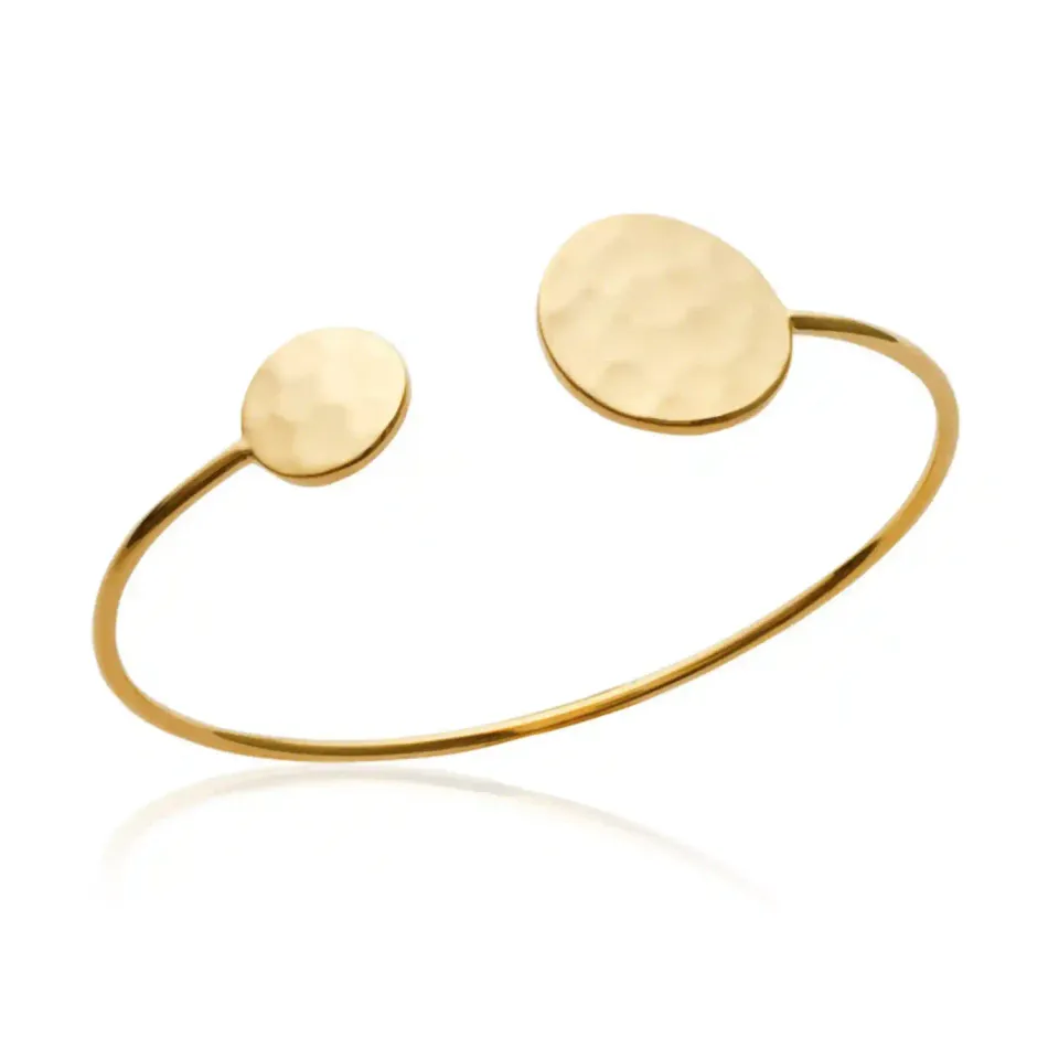 Oriana France bracelet jonc plaqué or cercles martelés