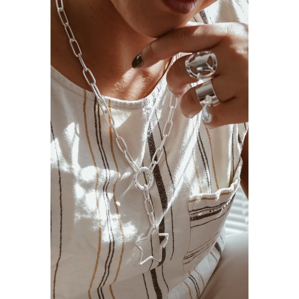 Secret de Cuir N°1024 collier étoile plaqué argent
