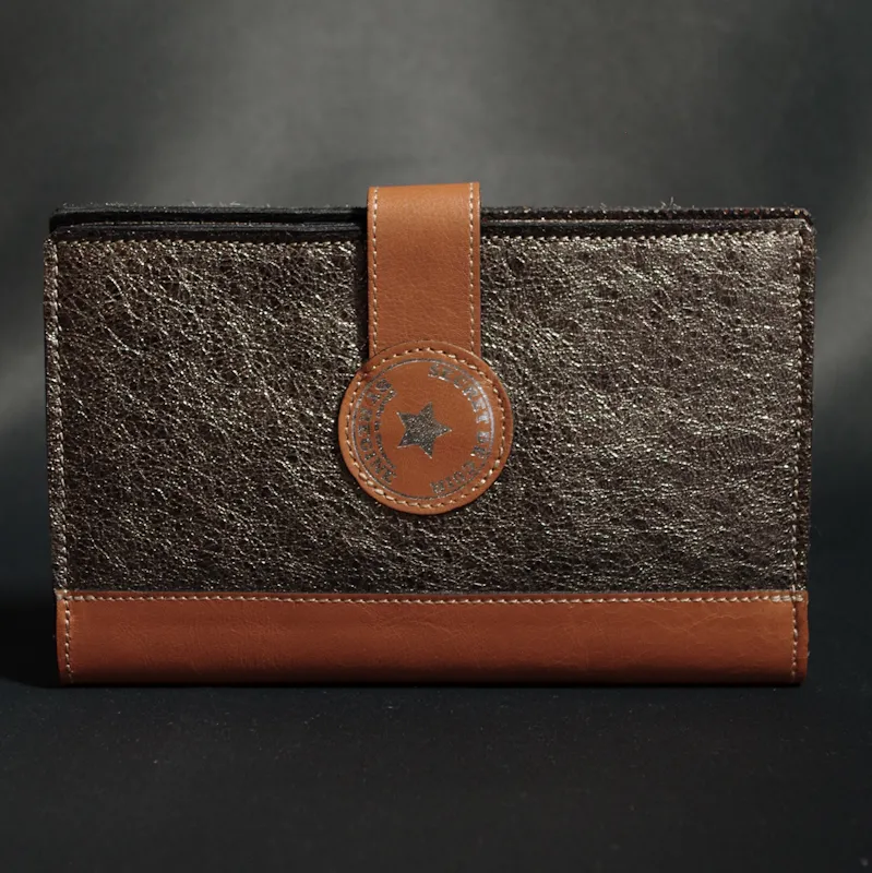 Secret de Cuir Portefeuille PM bouton zèbre cuir vache