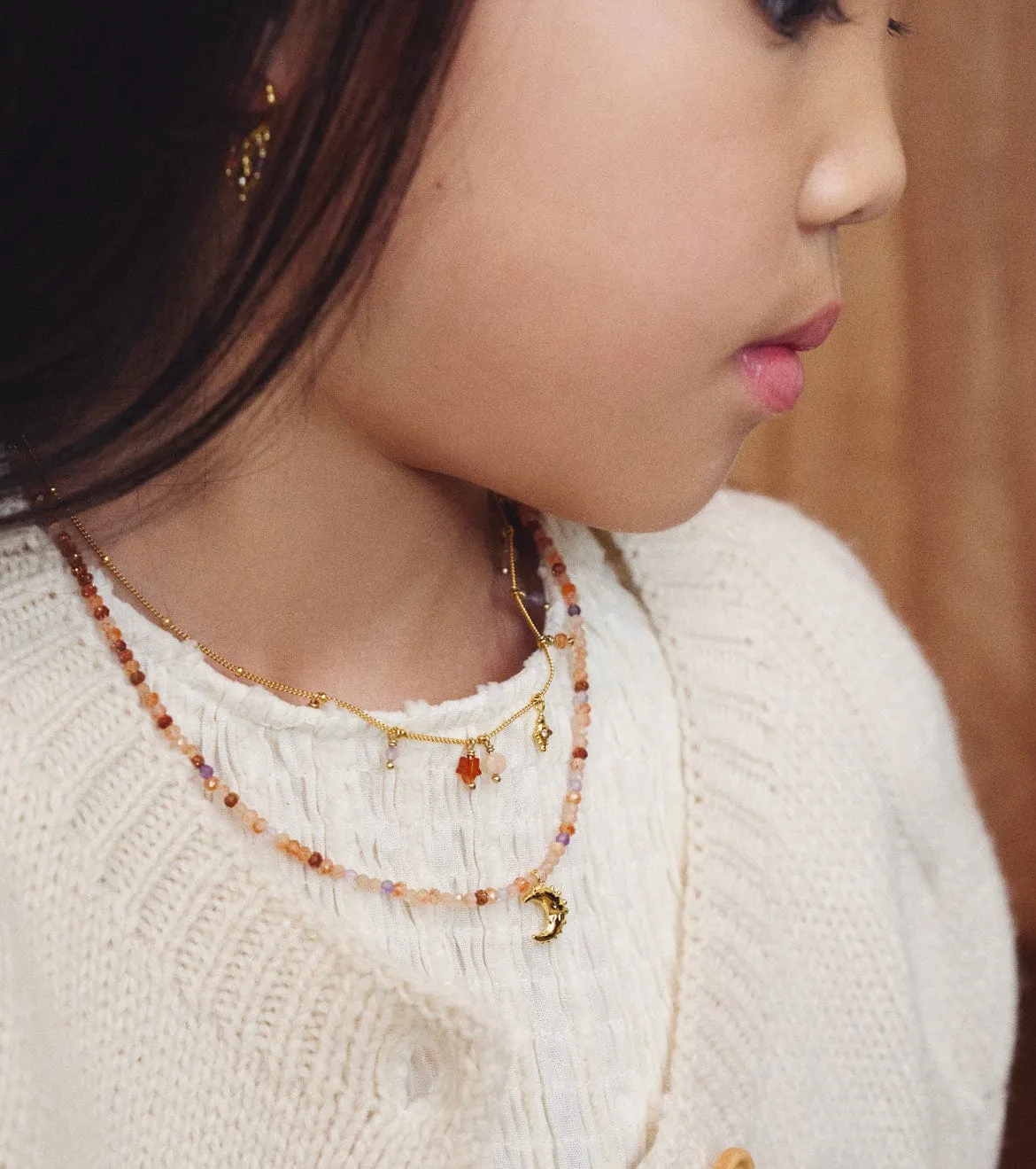 Elise Tsikis Songe collier lune perles femme 42 cm