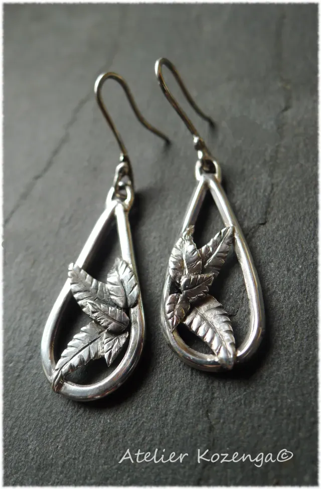 L'Atelier Kozenga Feuilles boucles d'oreilles argent 950