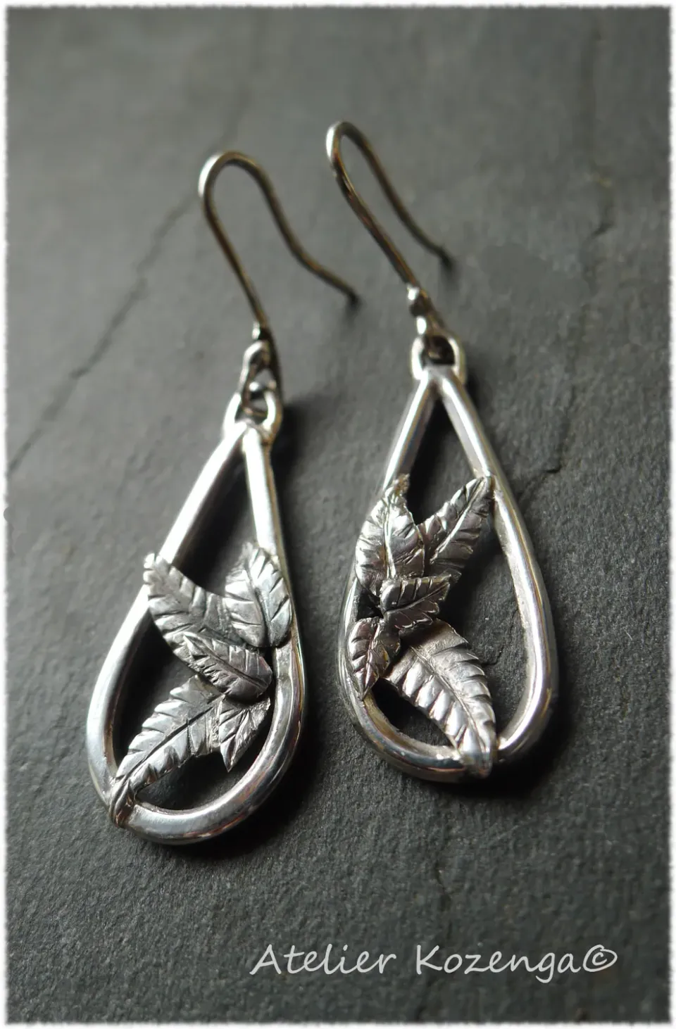 L'Atelier Kozenga Feuilles boucles d'oreilles argent 950