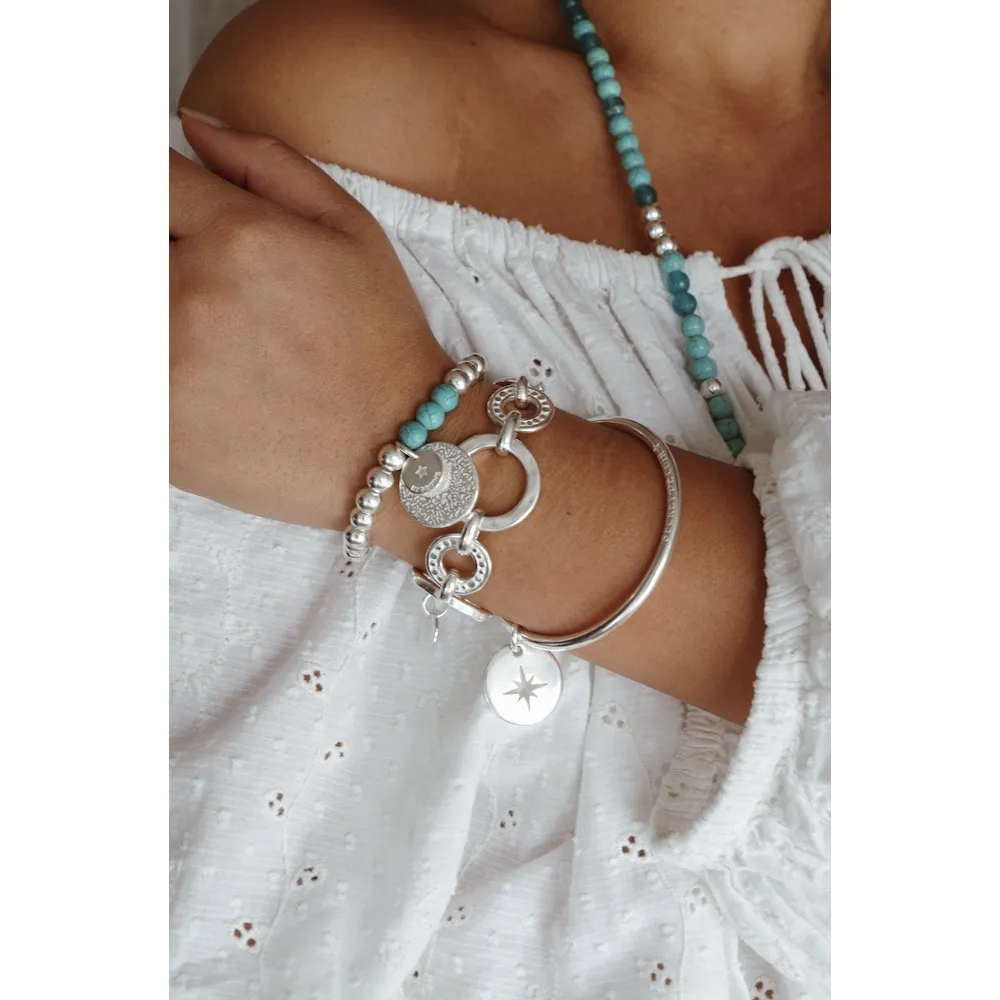 Secret de Cuir N°615 jonc étoile du sud plaqué argent