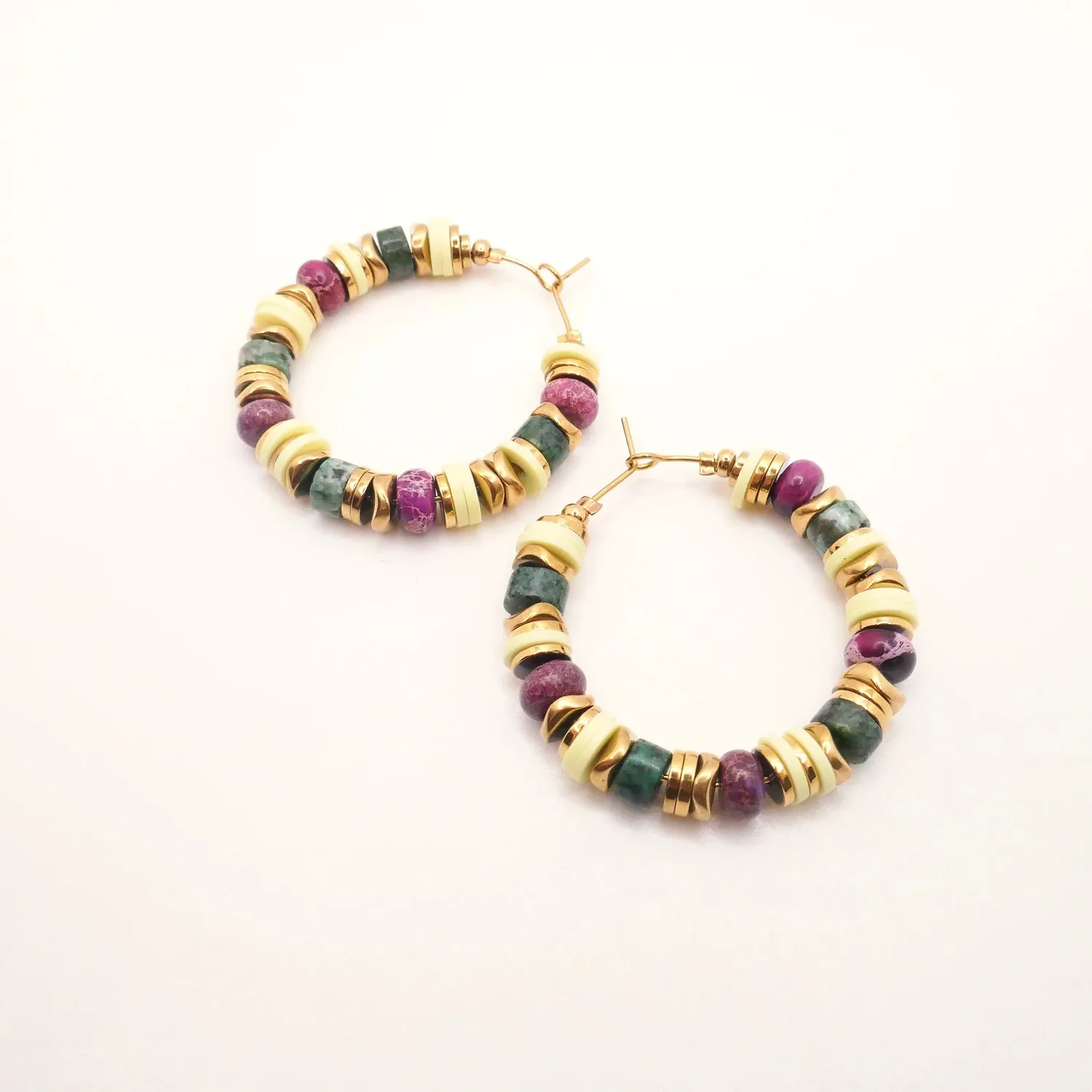 Cloralys Jane boucles d’oreilles créoles 3,5 cm turquoise