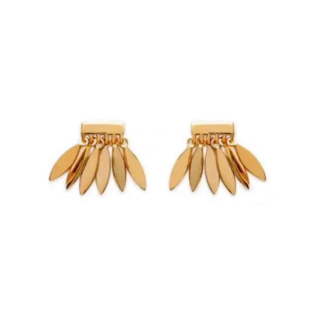 Oriana France plume ethnique boucles d'oreilles plaqué or pendantes