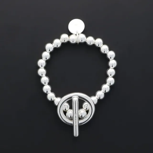 Secret de Cuir N°1014 bracelet bouée barre argenté