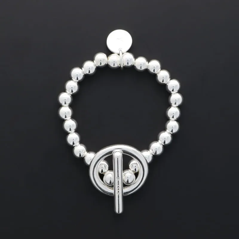 Secret de Cuir N°1014 bracelet bouée barre argenté
