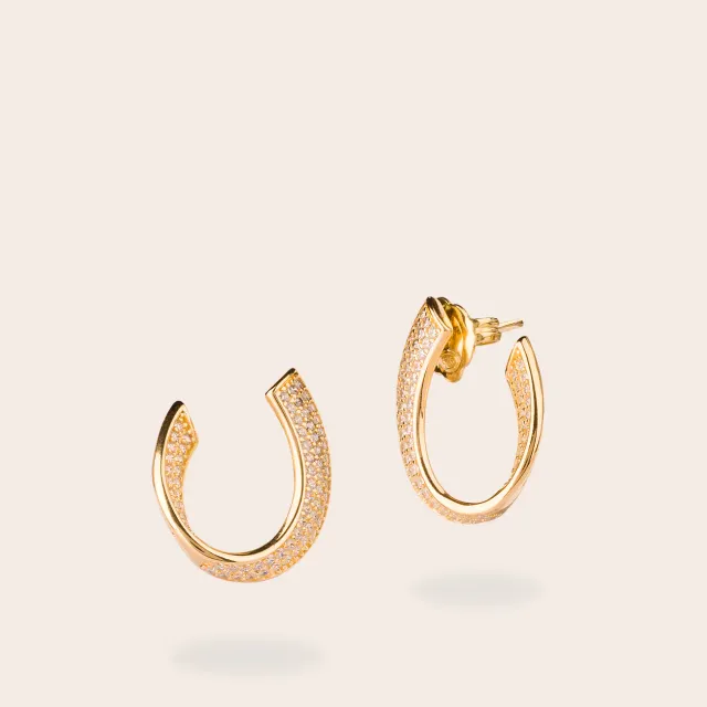 Ultima Edizione Virgola Pavé boucles d'oreilles doré