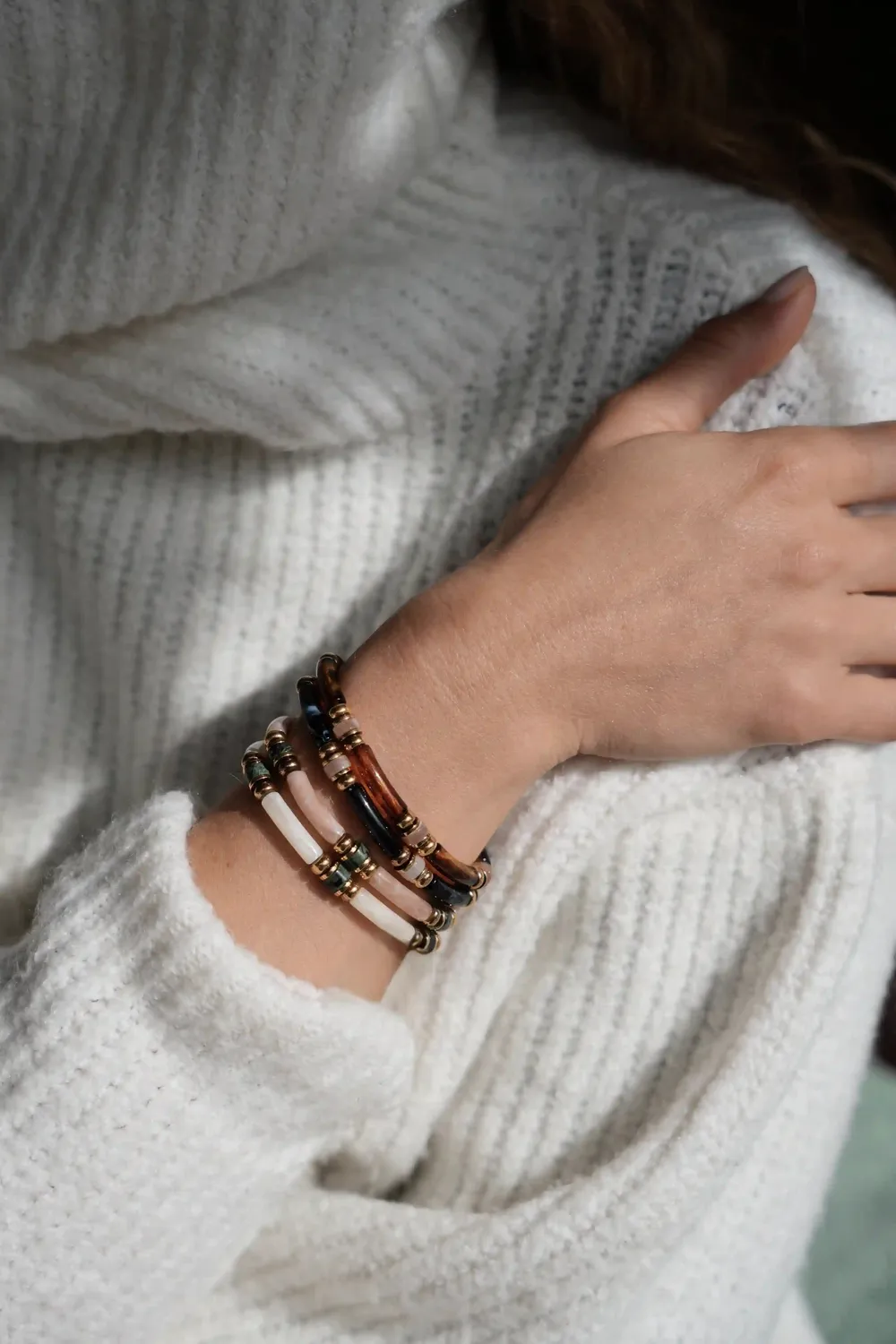 Cloralys Carmen hiver bracelet jonc élastique hématite