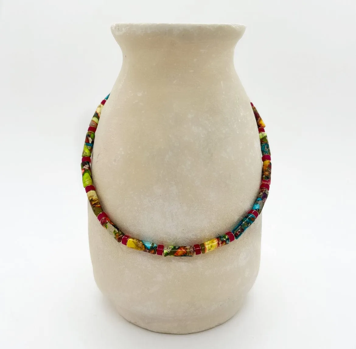 Elise Tsikis Inca collier perles orange 33 cm