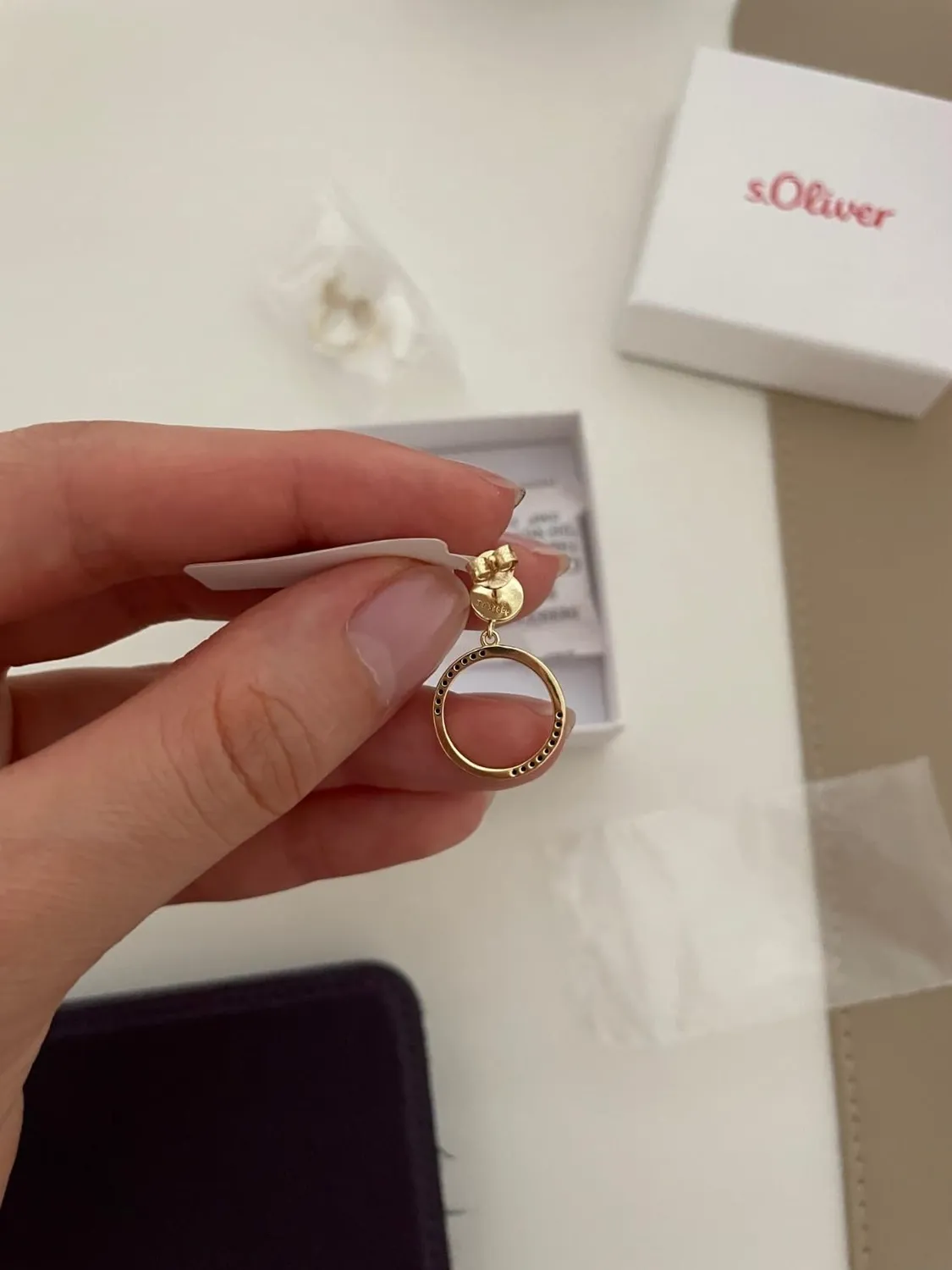 s.Oliver 2034889 boucles d'oreilles pendantes noires femme