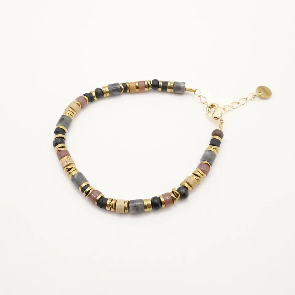 Cloralys Capucine bracelet 15 cm heishi hématite doré