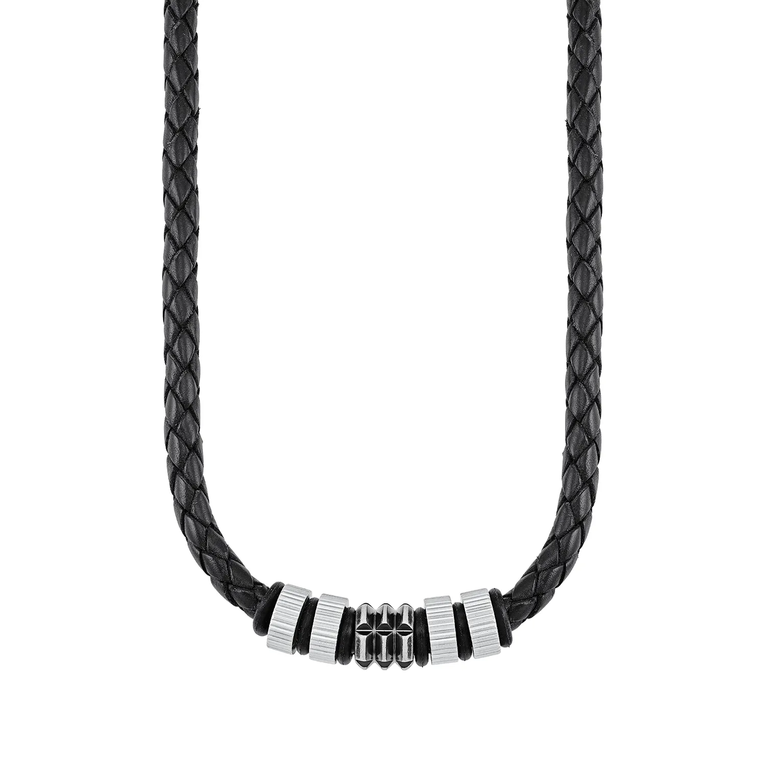 s.Oliver Collier homme cuir acier gris noir