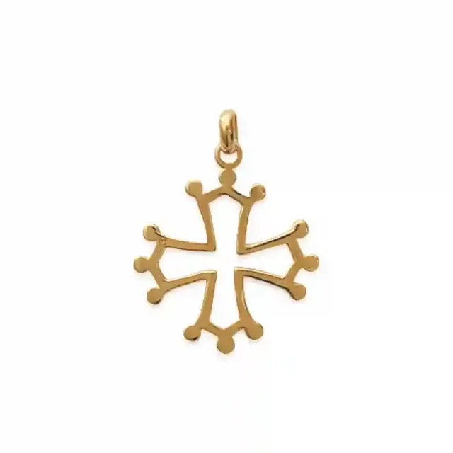 Oriana France croix occitane pendentif plaqué or doré