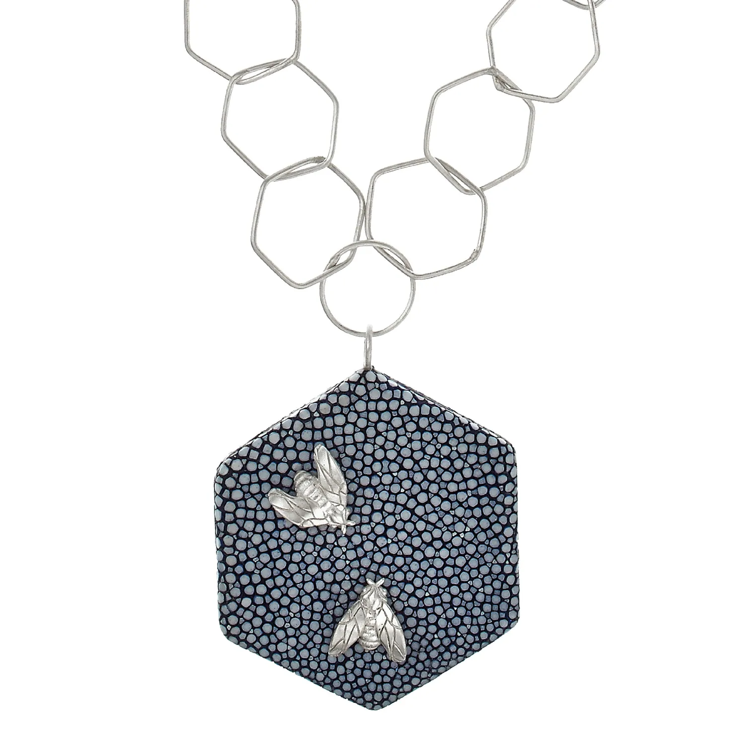 Lorella Tamberi Canal Bee Queen collier galuchat hexagone 90 cm