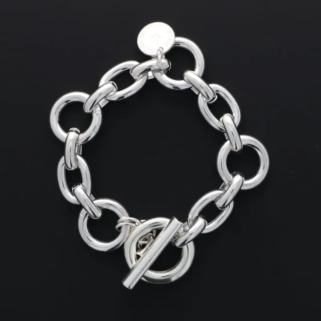 Secret de Cuir N°1722 bracelet forçat argenté bouée mailles XXL