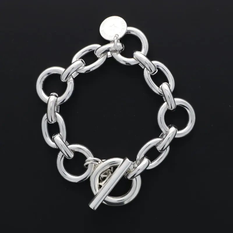Secret de Cuir N°1722 bracelet forçat argenté bouée mailles XXL