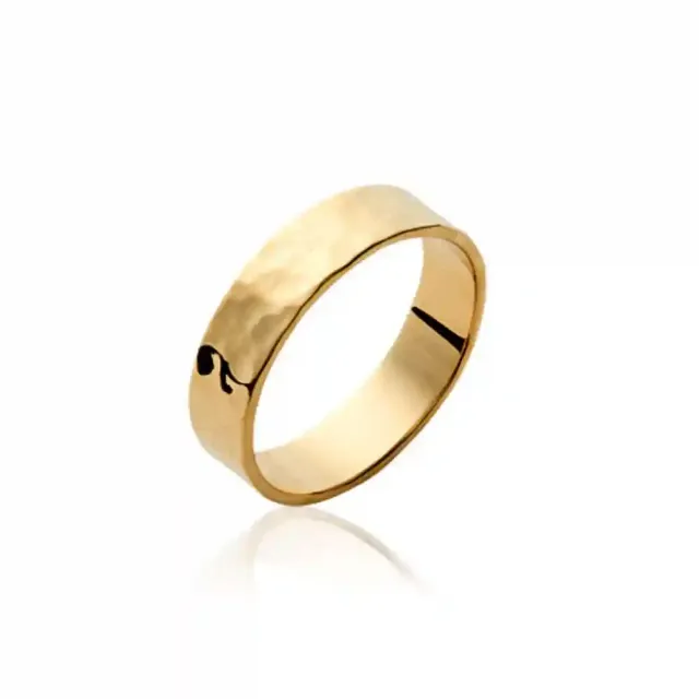 Oriana France bague anneau martelé plaqué or doré large