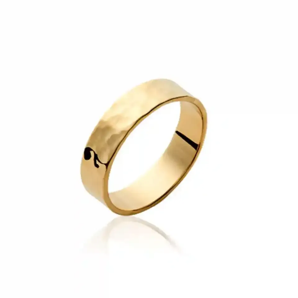 Oriana France bague anneau martelé plaqué or doré large