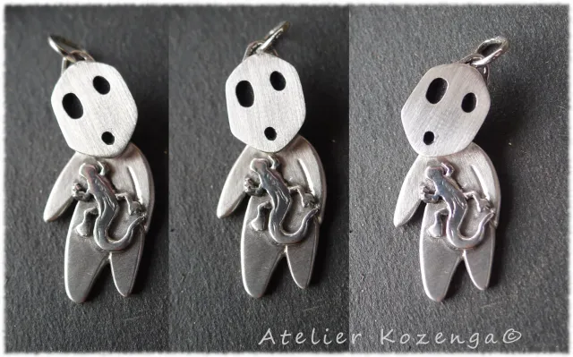L'Atelier Kozenga Kodama pendentif argent salamandre