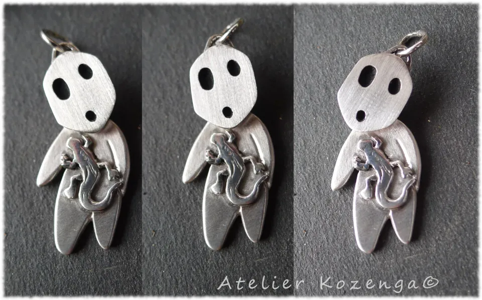 L'Atelier Kozenga Kodama pendentif argent salamandre