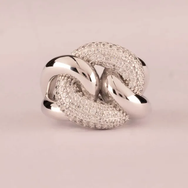 ULTIMA EDIZIONE noeud zircons blancs bague fantaisie