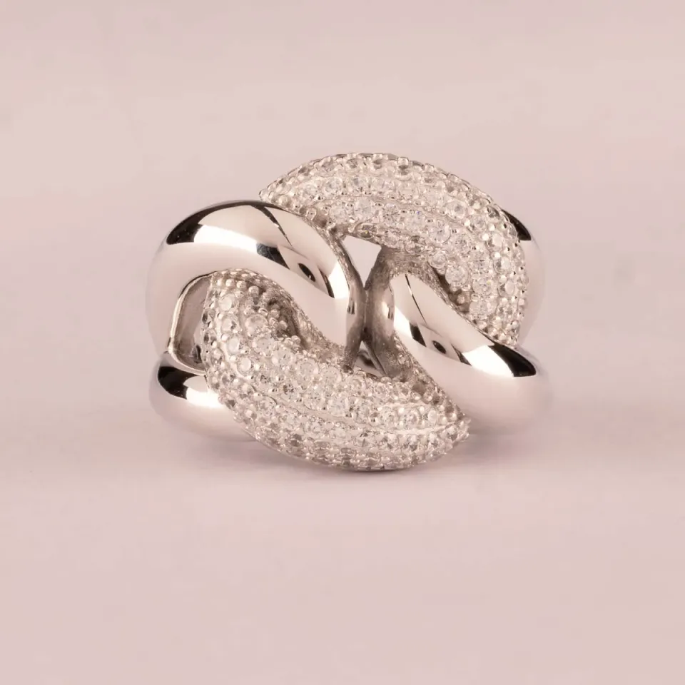 ULTIMA EDIZIONE noeud zircons blancs bague fantaisie