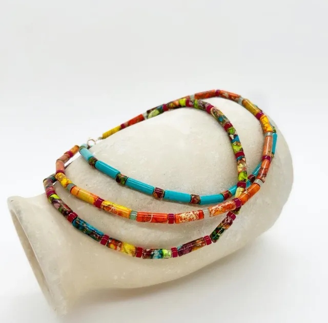 Elise Tsikis Inca collier perles orange 33 cm