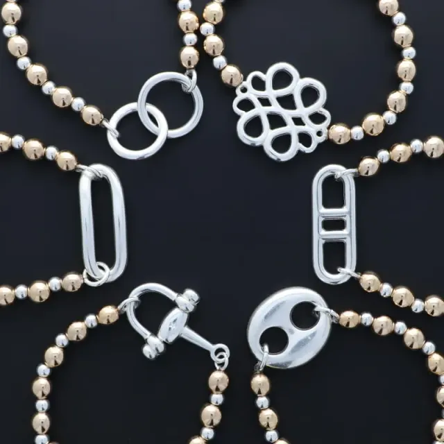 Secret de Cuir N°1617 bracelet perles bicolore élastique