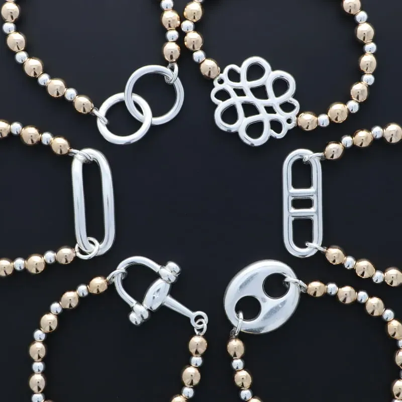 Secret de Cuir N°1617 bracelet perles bicolore élastique
