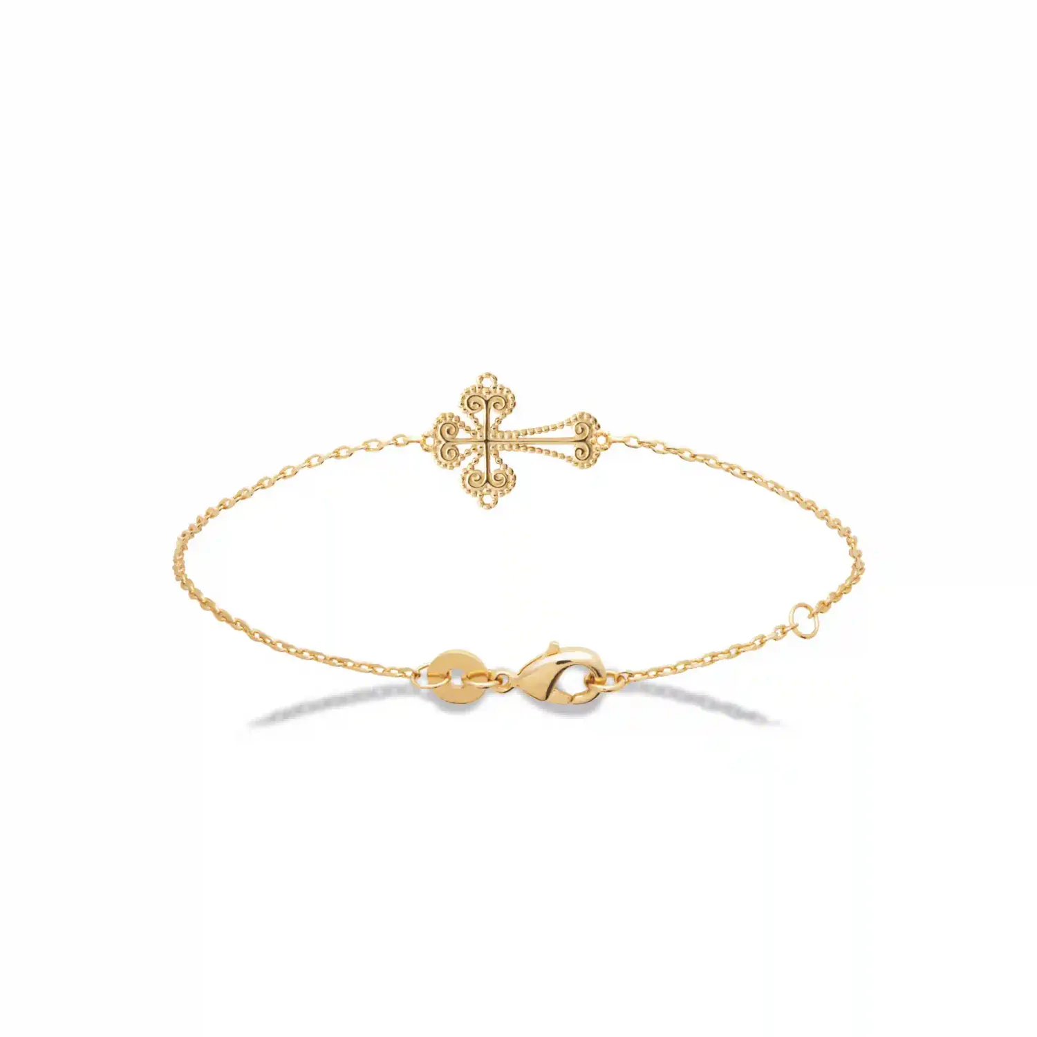 Oriana France croix chrétienne bracelet plaqué or 18 carats