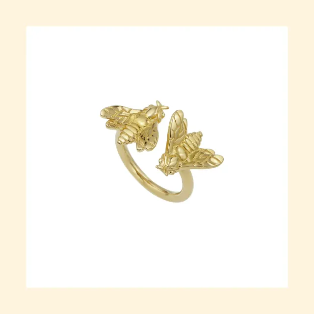 Lorella Tamberi Canal Bee Queen bague deux abeilles doré taille 12