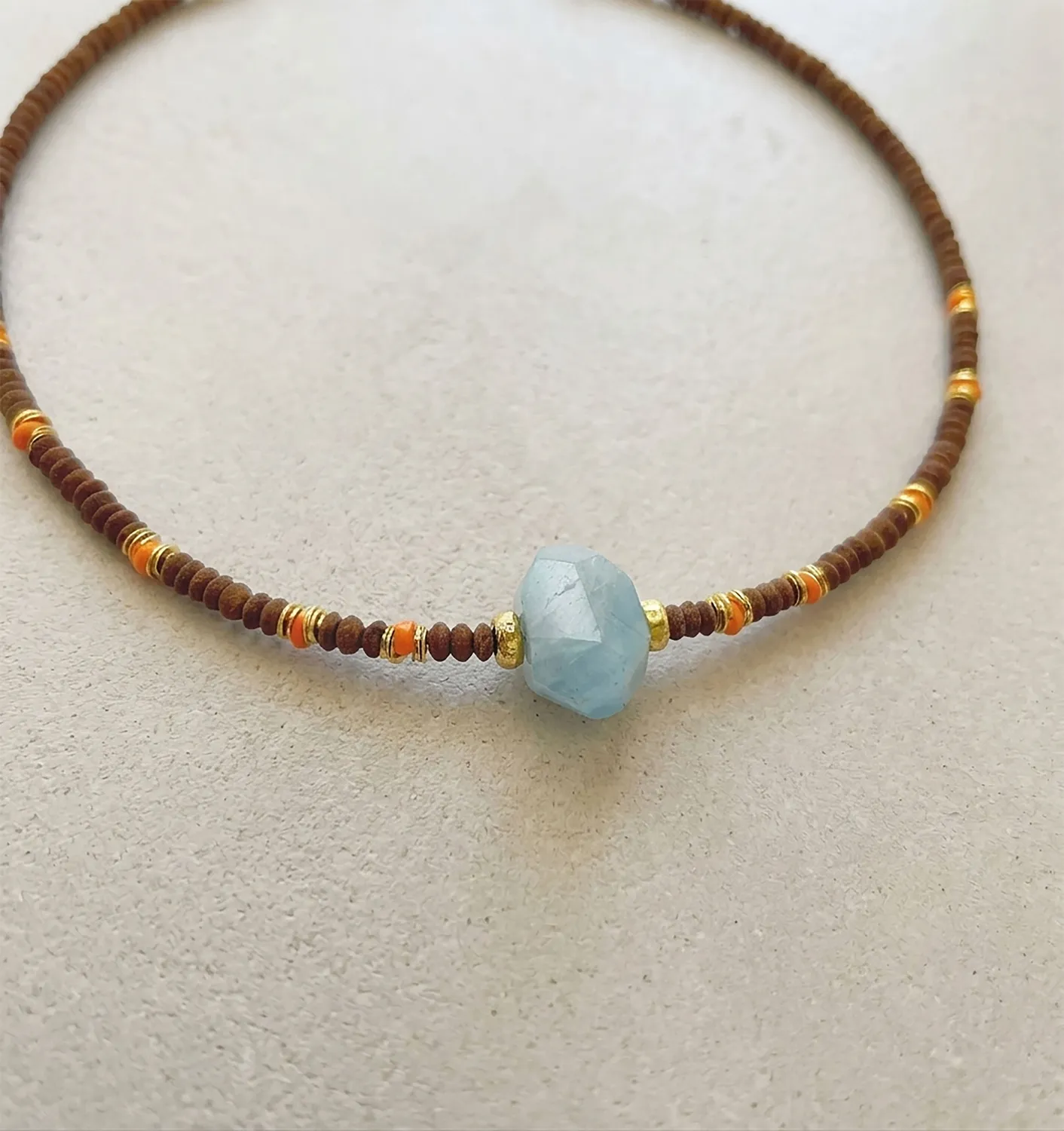 Elise Tsikis Horsesa collier perles jaspe 34,5 cm