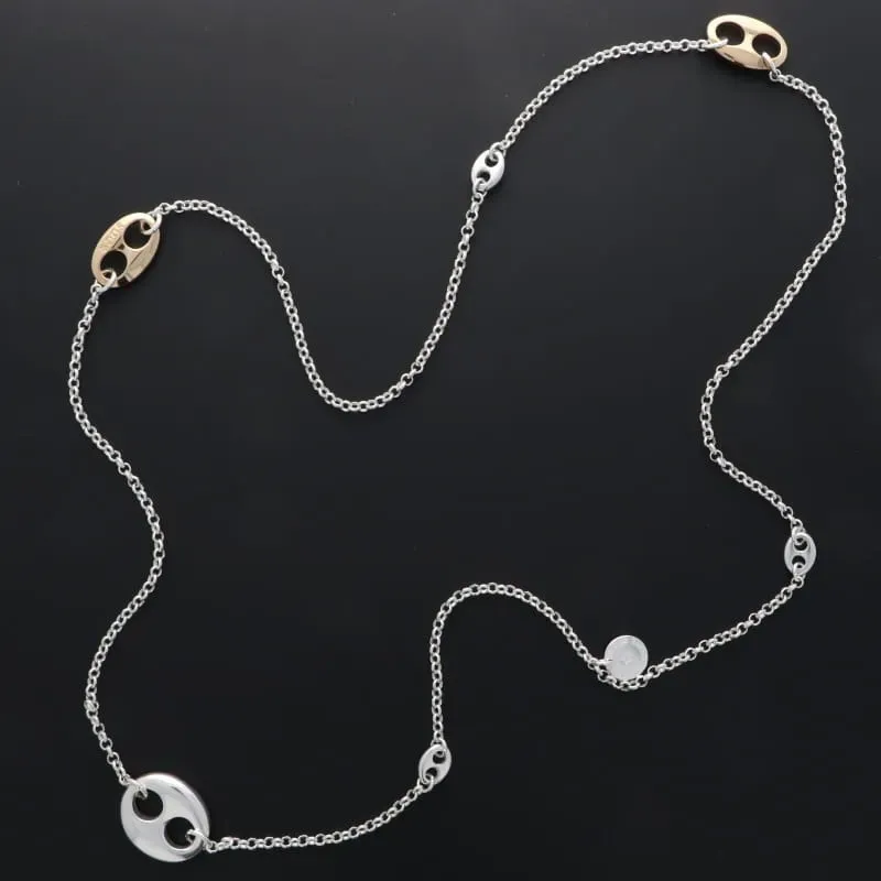 Secret de Cuir N°1637 Sautoir 6 cafés bicolore doré argent