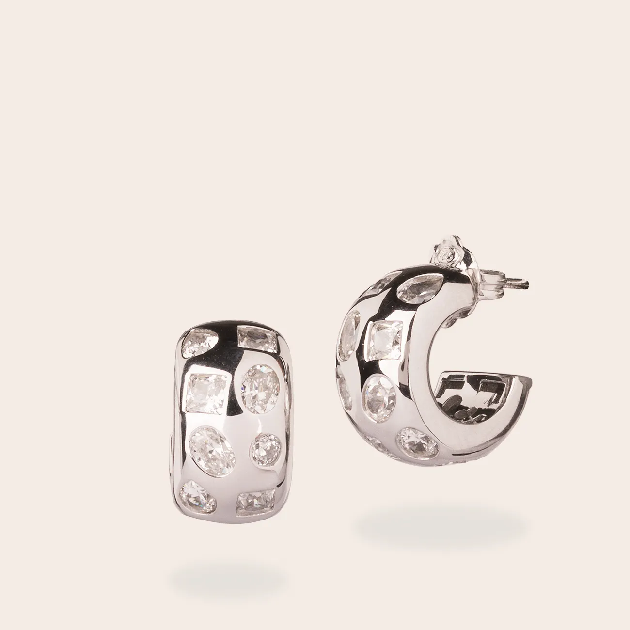 Ultima Edizione Cerchio Liscio boucles d'oreilles zircons blancs