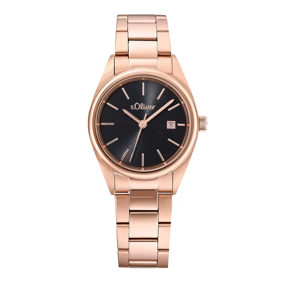 s.Oliver montre femme acier rosé cadran noir
