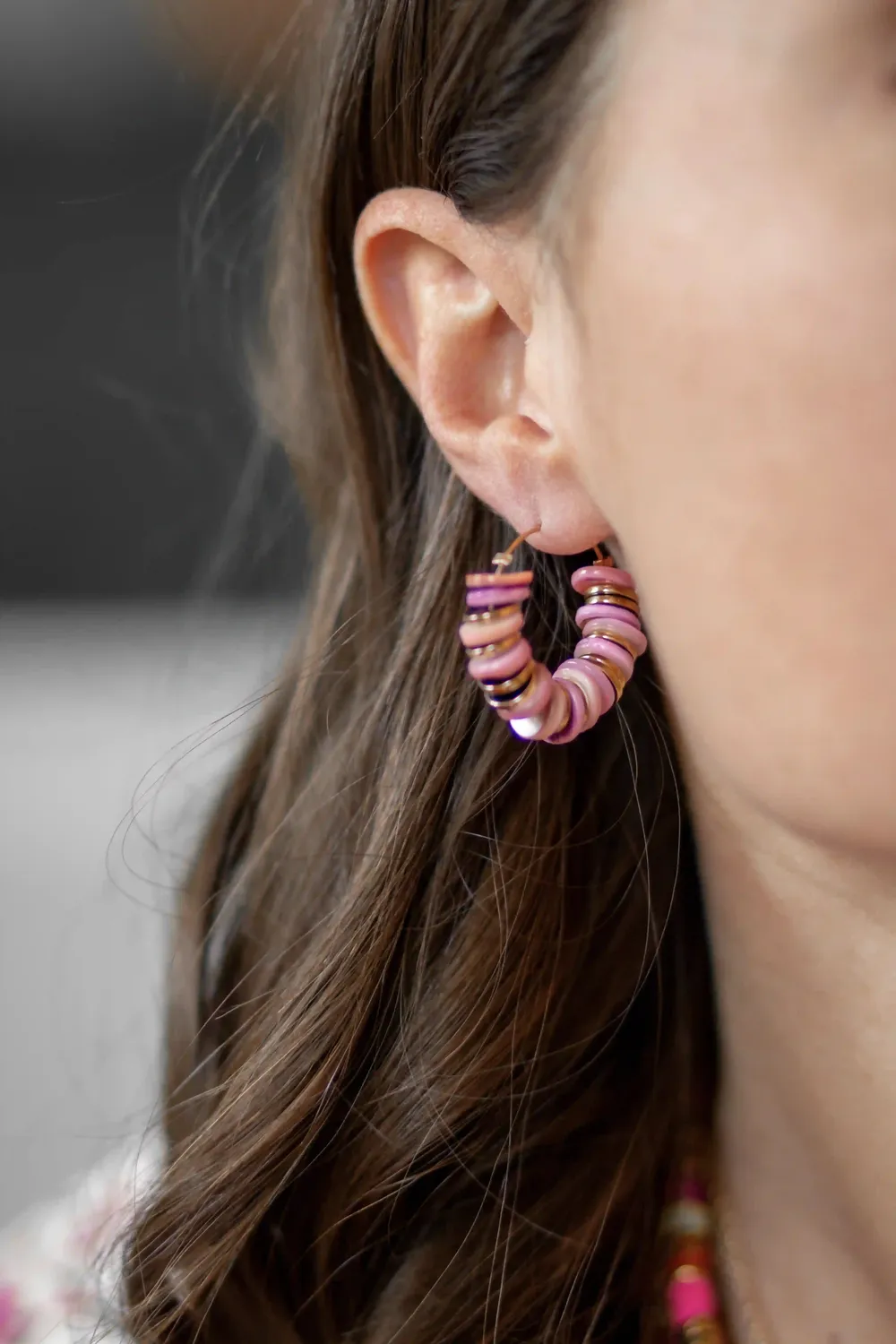 Cloralys Savana boucles d’oreilles créoles 2,5 cm rosé