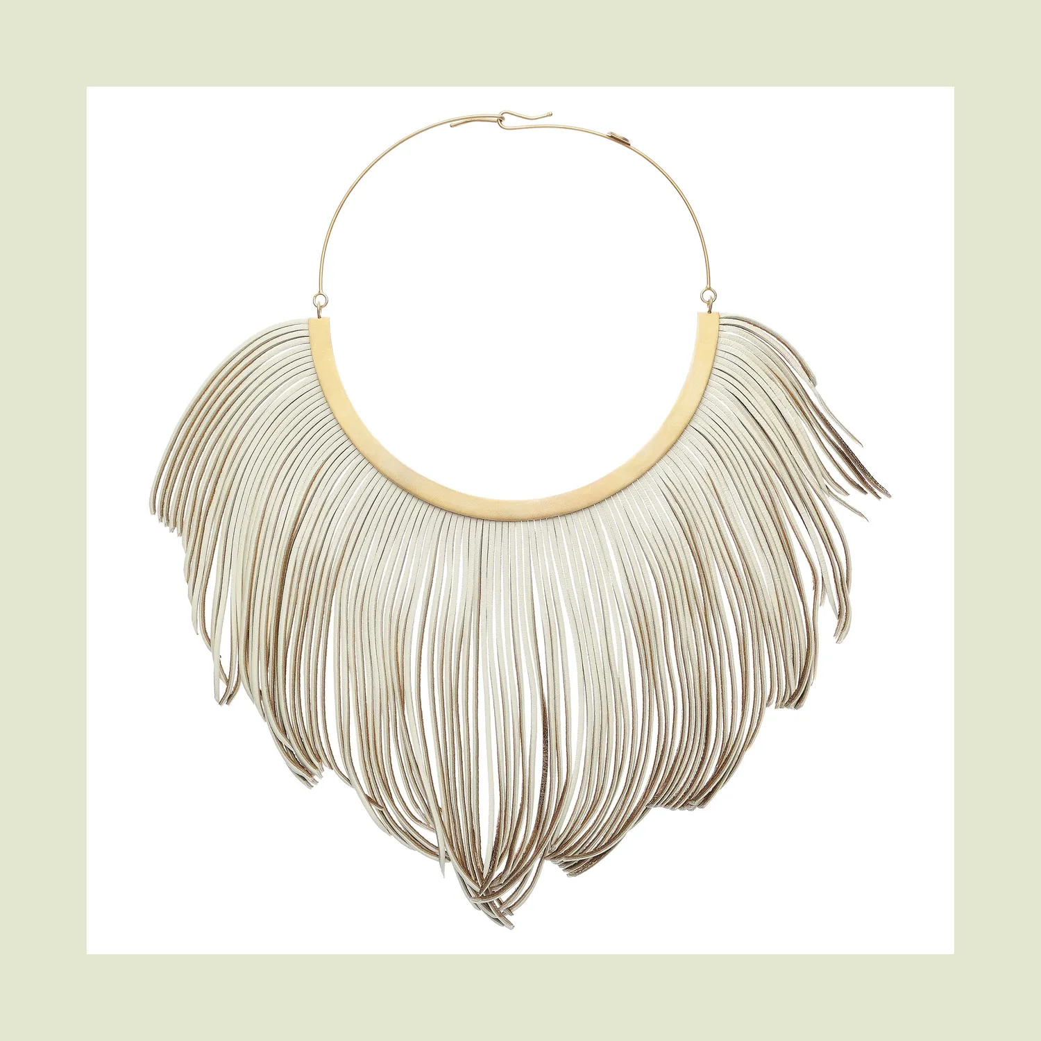 Lorella Tamberi Canal Flames Ice Gold collier cuir franges