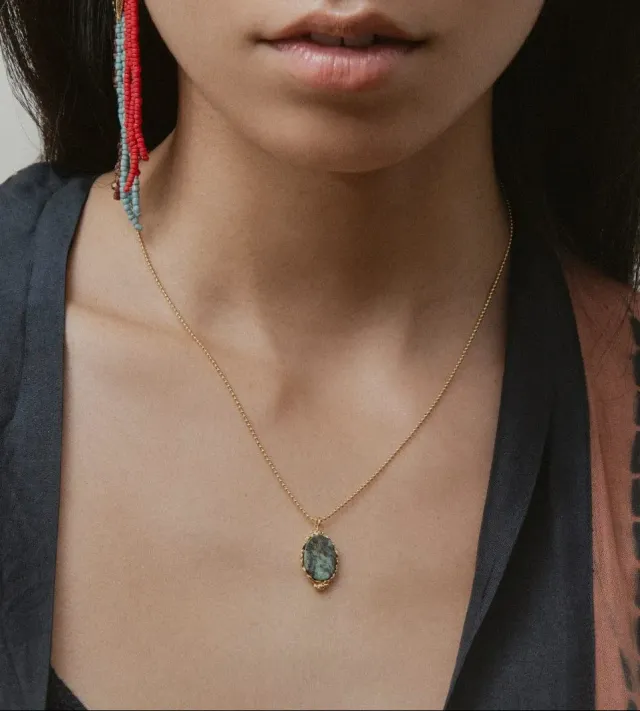 Elise Tsikis Despina collier perlé turquoise doré